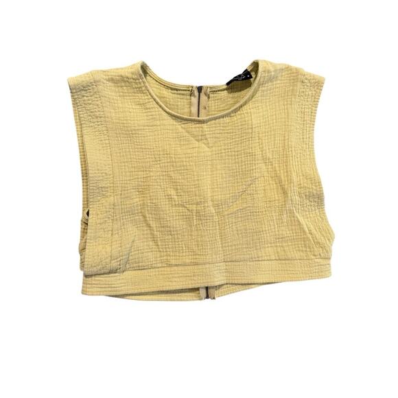 LTX Sportswear Green Crop Tank Top Women’s M Textured Rayon Zip Back Utility - Picture 2 of 6